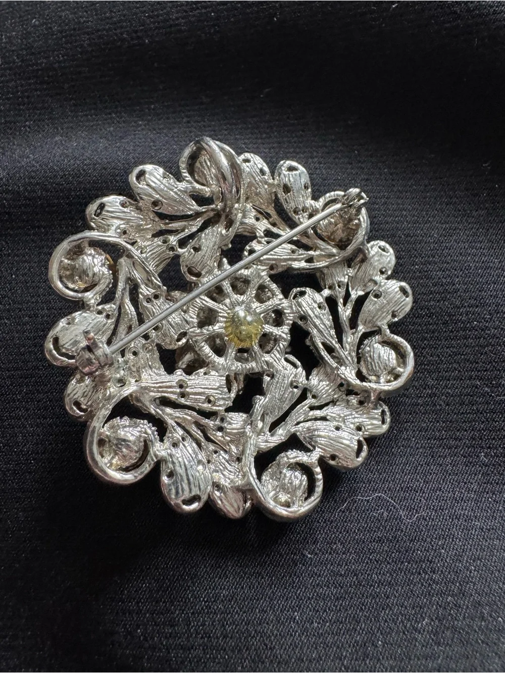 Silver-Tone Crystal Brooch - Clear Rhinestones